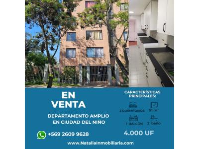 AMPLIO DEPARTAMENTO 3 DE DORMITORIOS, LADO CIUDAD DEL NIÑO, 73 mt2, 3 habitaciones