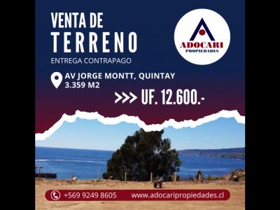QUINTAY / AV JORGE MONTT / TERRENO IDEAL PARA INVERSION TURISTICA, 3359 mt2